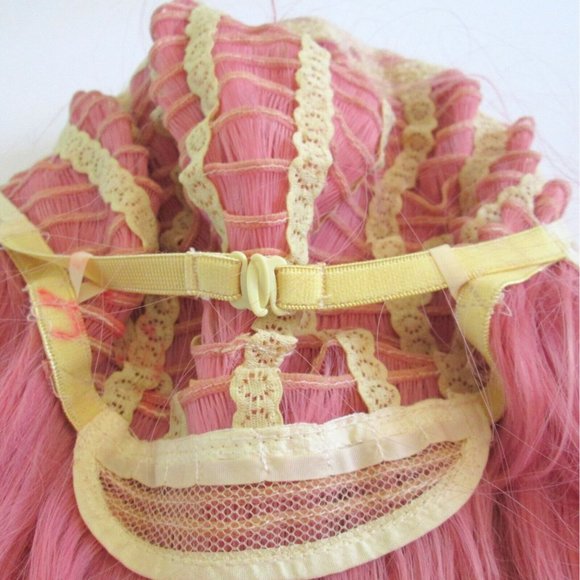 Pink Synthetic Hair Women Wig Bob Style With Bangs Lace Undercap Bubblegum Pink - Picture 9 of 10